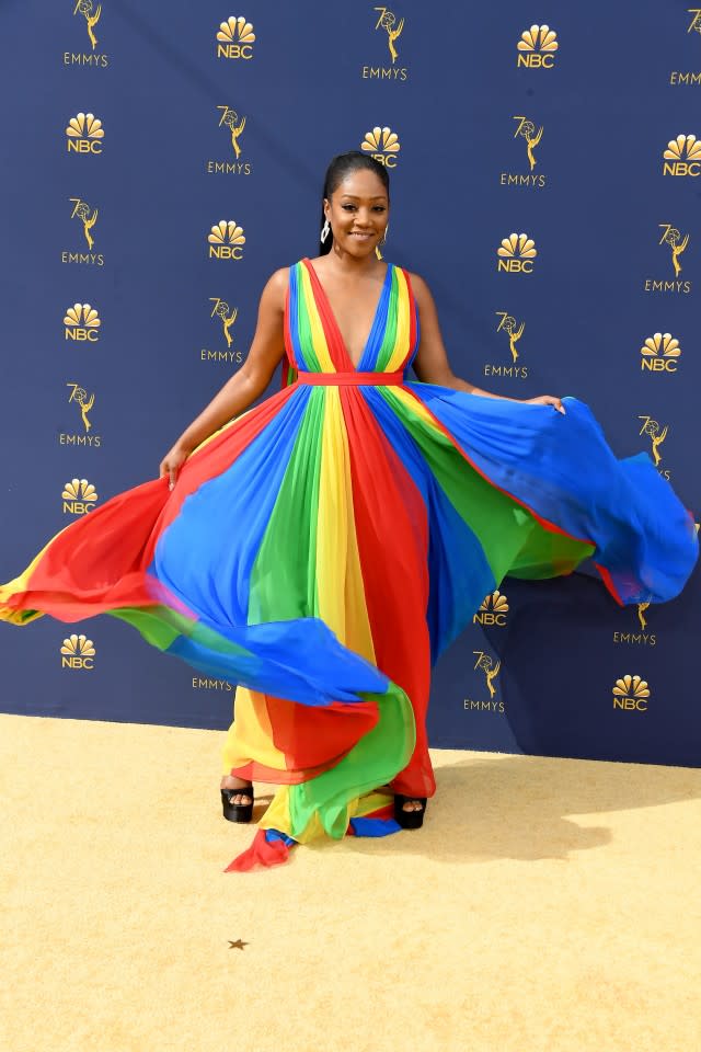 Tiffany Haddish twirling Emmys 2018