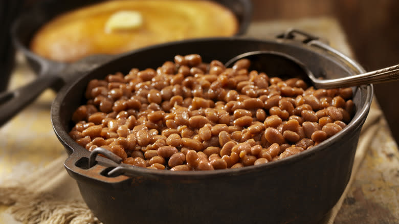 A big pot of baked beans