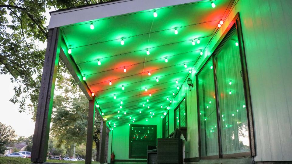 Govee Smart Outdoor String Lights set to Christmas setting