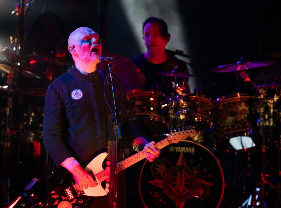 Billy Corgan performs with The Smashing Pumpkins at Ruoff Music Center in Noblesville, Indiana on Saturday, Sept. 9, 2023.