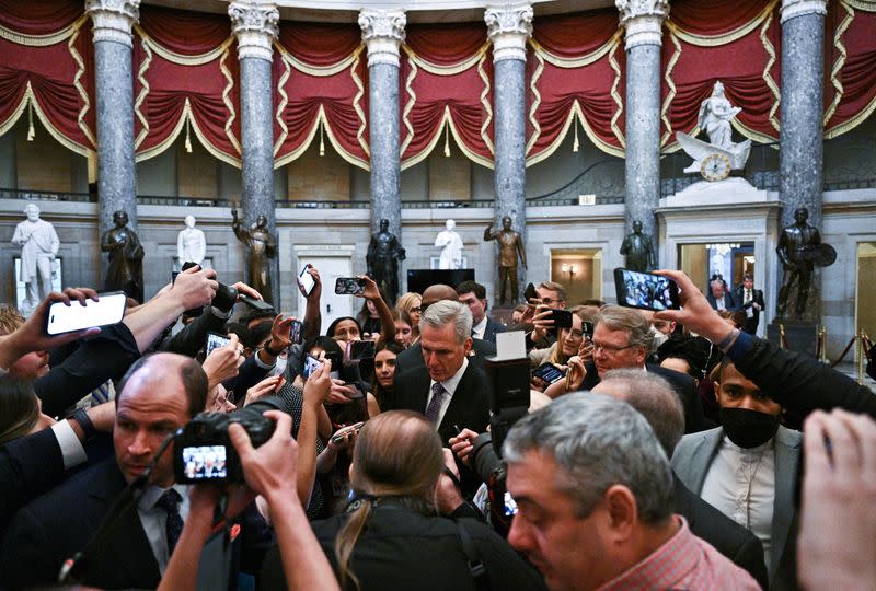 U.S. representatives gather to try to elect a new Speaker of the House at the U.S. Capitol in Washington