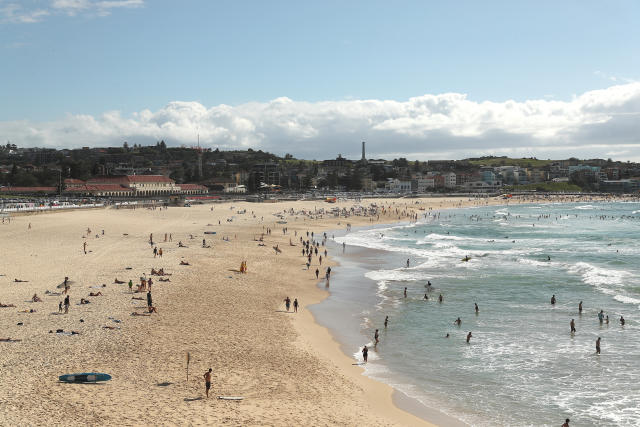 General view of Bondi Beach on Australia Day during Australia Day 2022 celebrations, in Sydney, Wednesday, January 26, 2022. (