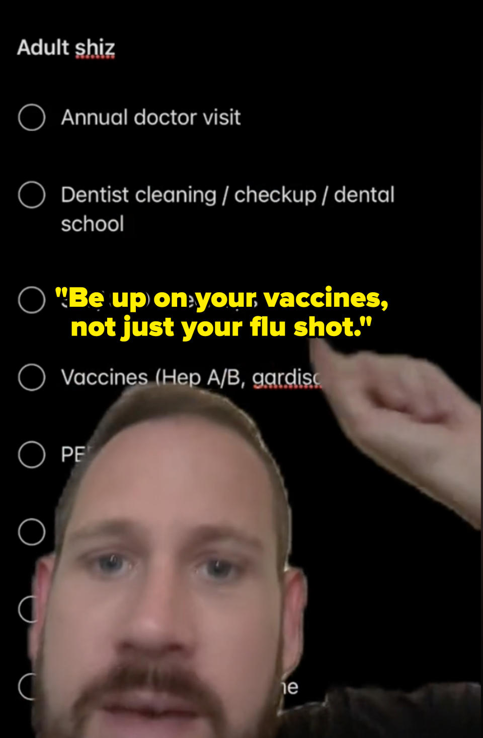 John saying, "Be up on your vaccines, not just your flu shot"