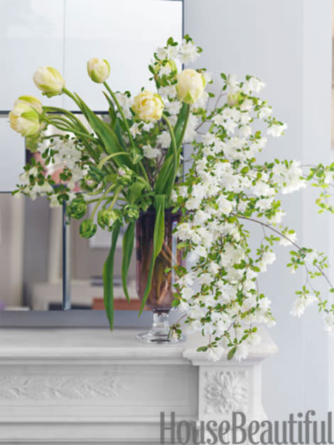 Tulips and Pear Blossom Branches