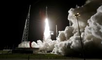 The Solar Orbiter spacecraft, built for NASA and the European Space Agency, lifts off from pad 41 aboard a United Launch Alliance Atlas V rocket at the Cape Canaveral Air Force Station in Cape Canaveral