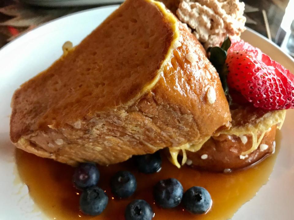 The French toast at Blackwood Brothers Restaurant in Bay View that's on the Sunday brunch menu is made from thick slabs of brioche. Chai spices are whipped into the cream served with it.