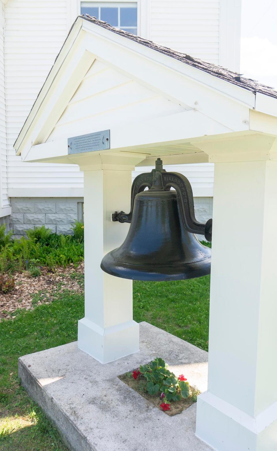 The bell from the Glenbeulah Methodist Church today can be seen outside of the New Hope Methodist Church in Greenbush. In 1979, Greenbush and Glenbeulah Methodist congregations merged into New Hope Methodist Church in Greenbush.