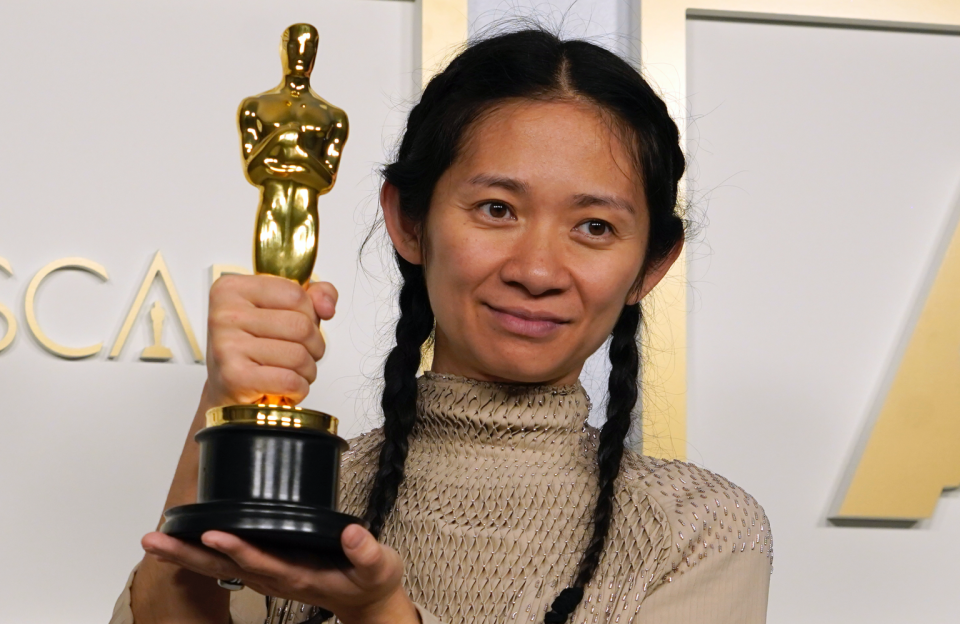 Newly minted Best Director winner Chloé Zhao on Oscar night - Credit: AP