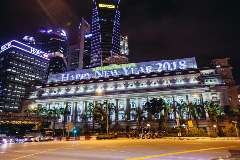 Light projection at The Fullerton Hotel. (Photo: URA)