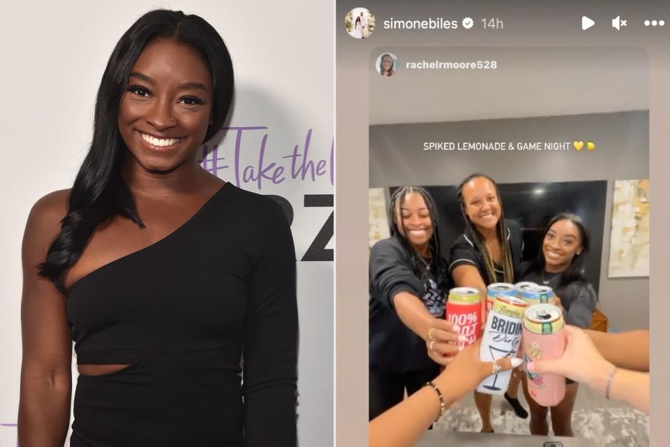 <p>Alberto E. Rodriguez/Getty, Simone Biles/Instagram</p> Simone Biles celebrated a friend