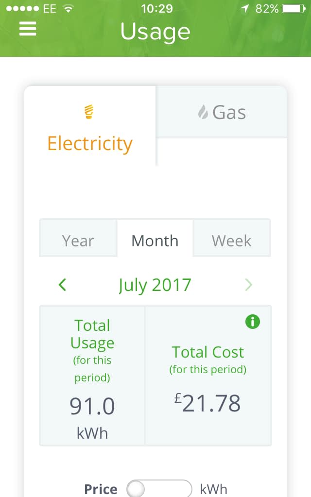 Ovo smartphone app linked to smart meter data