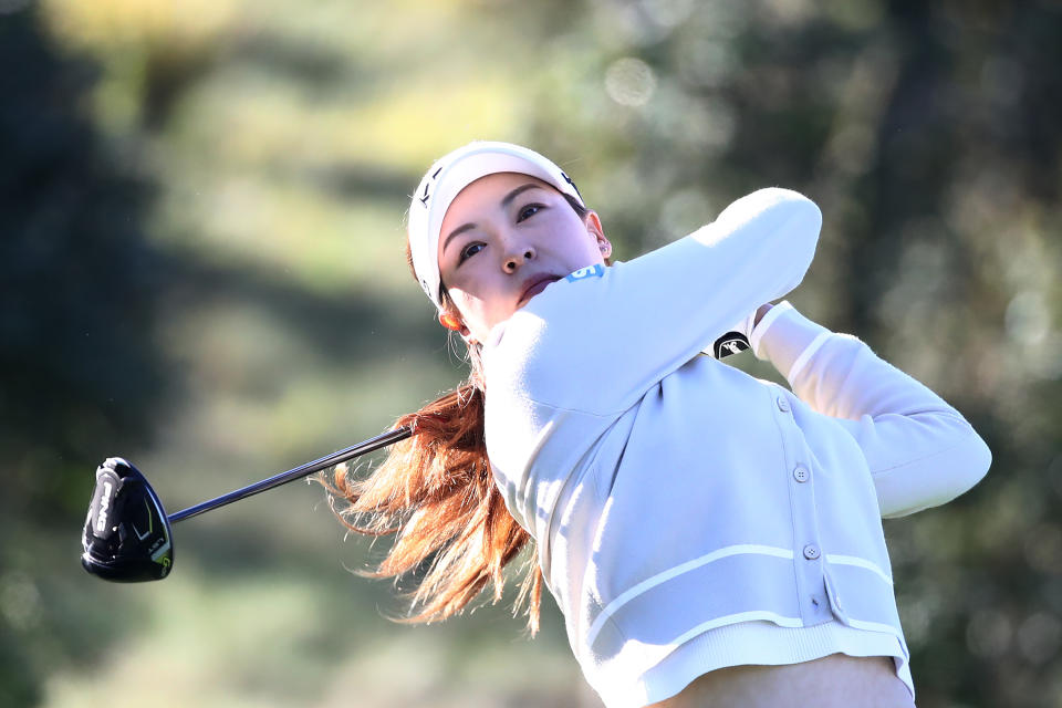 In Gee Chun of South Korea plays her shot from the second tee during the final round of the BMW Ladies Championship on the Seowon Hills course at Seowon Valley Country Club on October 22, 2023 in Gyeonggi-do, South Korea. (Photo by Chung Sung-Jun/Getty Images)