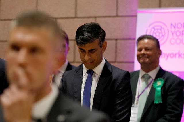 Prime Minister Rishi Sunak at Northallerton Leisure Centre after conceding defeat 