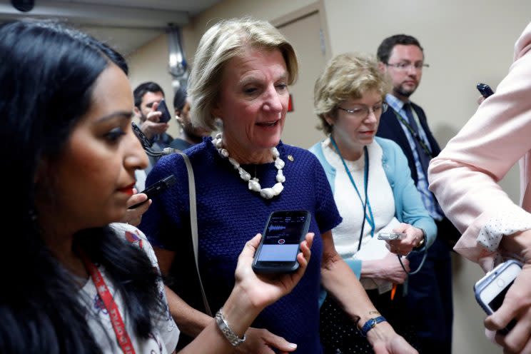 Sen. Shelley Moore Capito, R-W.Va., speaks with reporters about the Senate health care bill on Capitol Hill in Washington, D.C., on July 12, 2017. (Photo: Aaron P. Bernstein/Reuters)