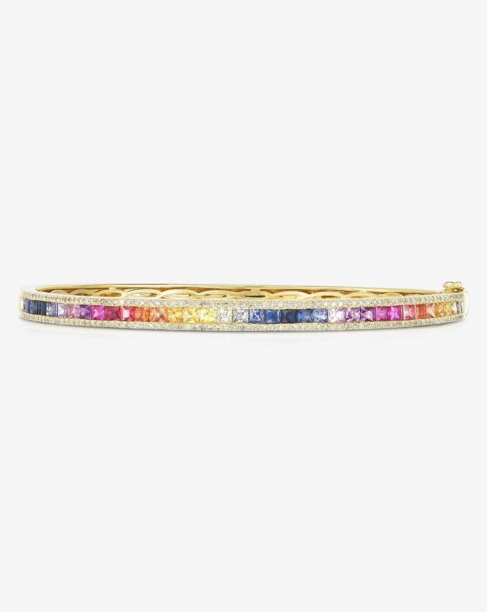 15) Princess Cut Rainbow Bangle