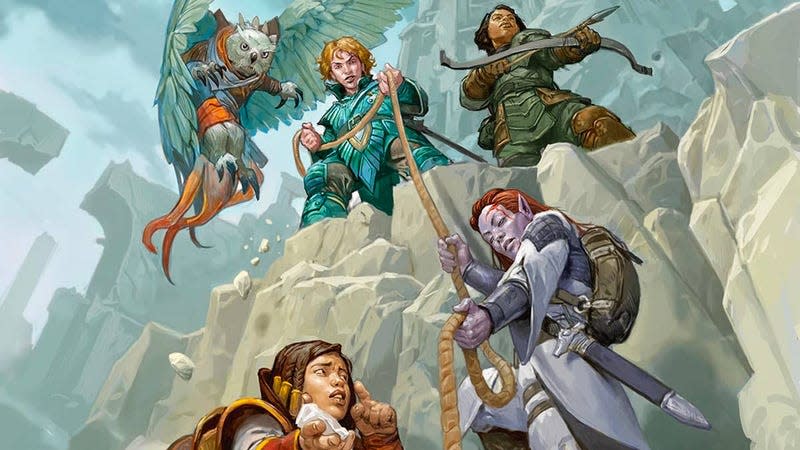 Adventurers in key for Dungeons & Dragons' Strixhaven: Curriculum of Chaos book.