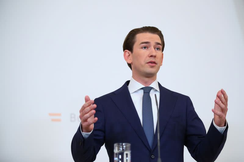 Austria's Chancellor Kurz gives statement in Vienna