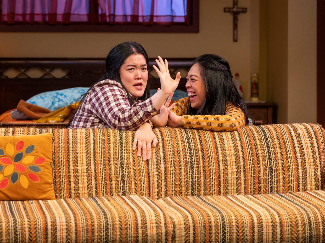 Narea Kang and Nicole Javier perform in "The Heart Sellers," staged by Milwaukee Repertory Theater.