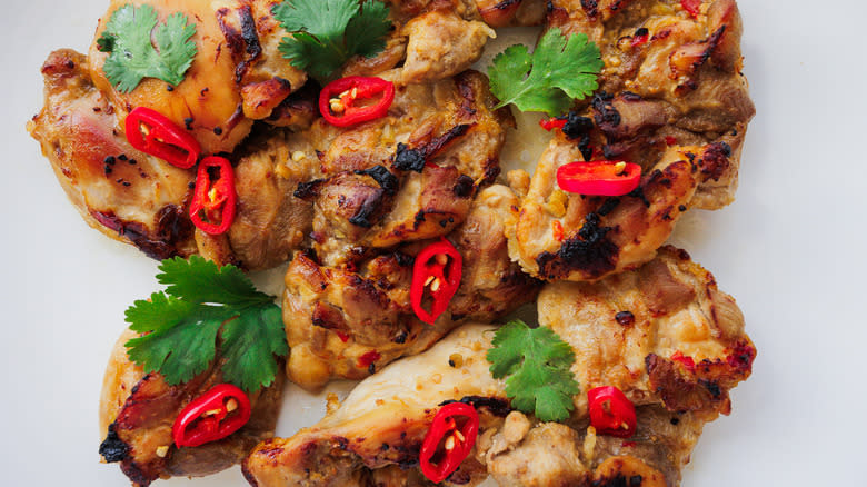 Lemongrass chicken with chili and cilantro and lime