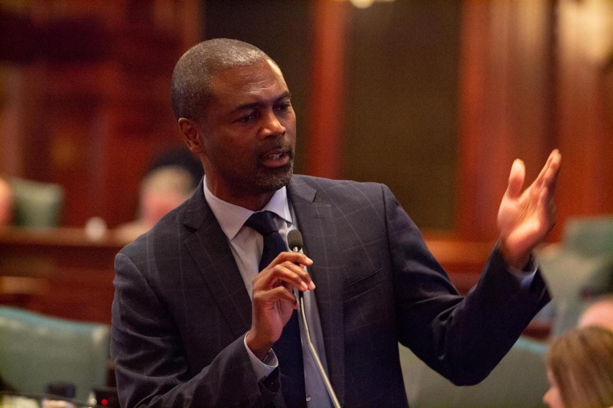 Rep. La Shawn Ford, D-Chicago, is pictured on the House floor. He is the sponsor of a cannabis regulatory bill that failed to pass in the recently concluded spring legislative session.