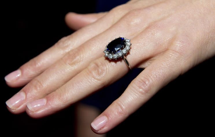 <i>Kate’s sapphire engagement ring was once worn by Princess Diana [Photo: PA]</i>