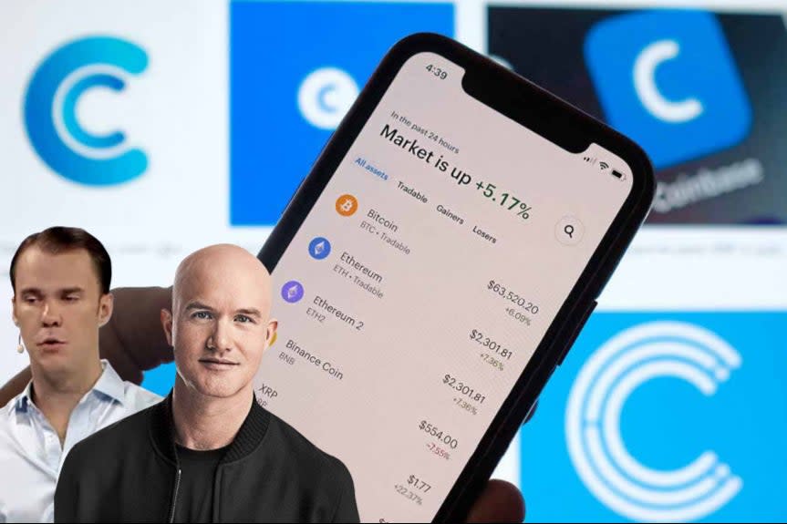 Coinbase founders Fred Ehrsam and Brian Armstrong will become instant multi-billionaires (PA / ES composite)