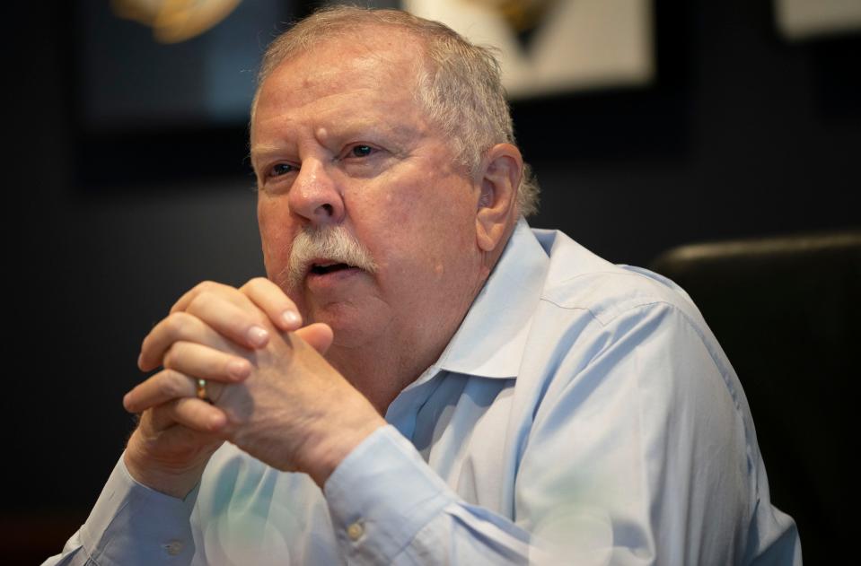 Nashville Predators majority owner Herbert Fritch discusses plans to sell his shares to former Tennessee Governor Bill Haslam during meeting at Bridgestone Arena Thursday, June 23, 2022, in Nashville, Tenn. 