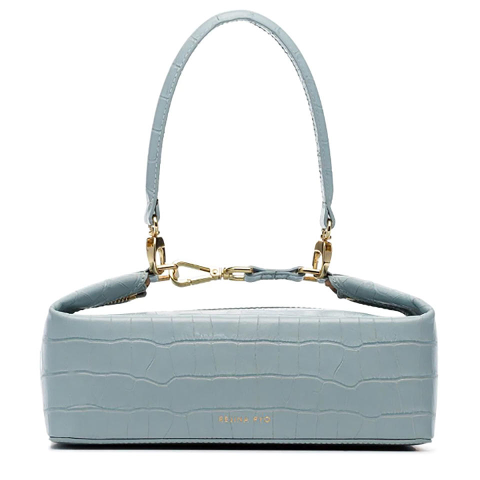 Rejina Pyo Blue Olivia Crocodile-Embossed Leather Box Bag