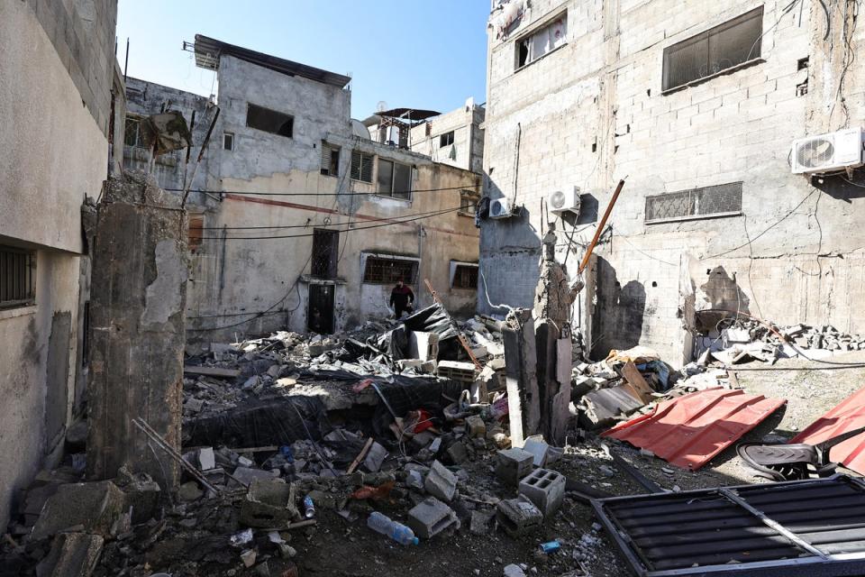 The rubble of a demolished house in the refugee camp in Tulkarem, in the occupied West Bank (AFP/Getty)