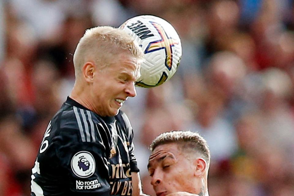 Oleksandr Zinchenko came straight back into the Arsenal lineup at Old Trafford after injury (REUTERS)