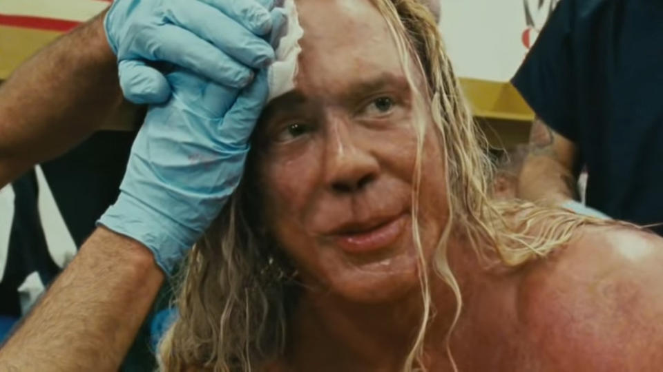 Randy "The Ram" (Mickey Rourke) gets treated by an EMT