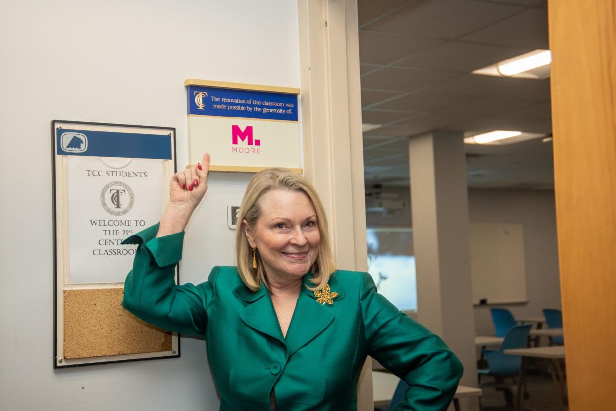 Karen Moore at the Moore Classroom, one of seven newly renovated classrooms at Tallahassee Community College.