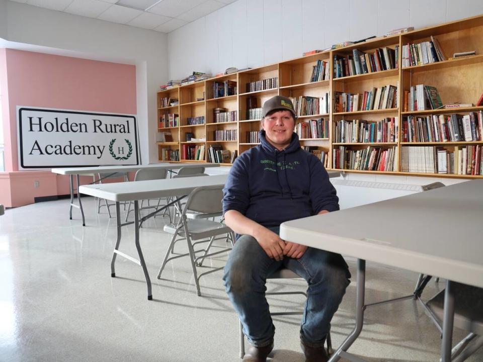 Grade 12 student Cordell Janzen attends Holden Rural Academy, a new charter school about 100 kilometres southeast of Edmonton. (Madeleine Cummings/CBC - image credit)