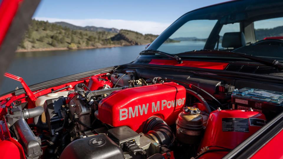 BMW’s S14 inline-four engine under the hood of a 1989 BMW M3 Cecotto Edition.