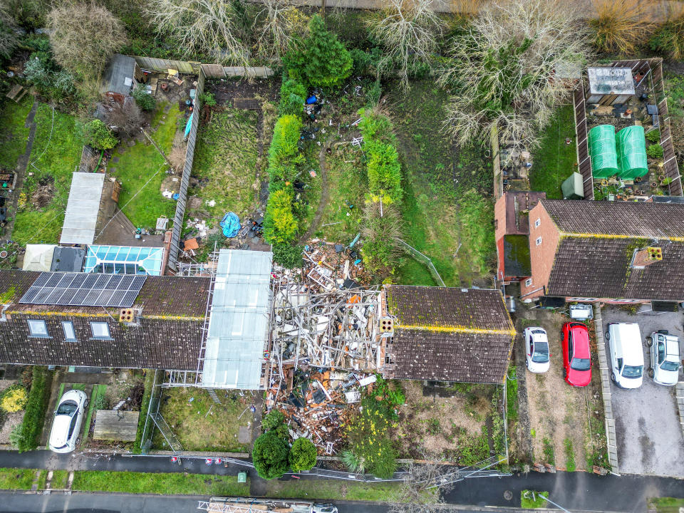 The scene of a gas explosion, nearly one year on in Hemmingway in Evesham, Worcestershire. (SWNS)