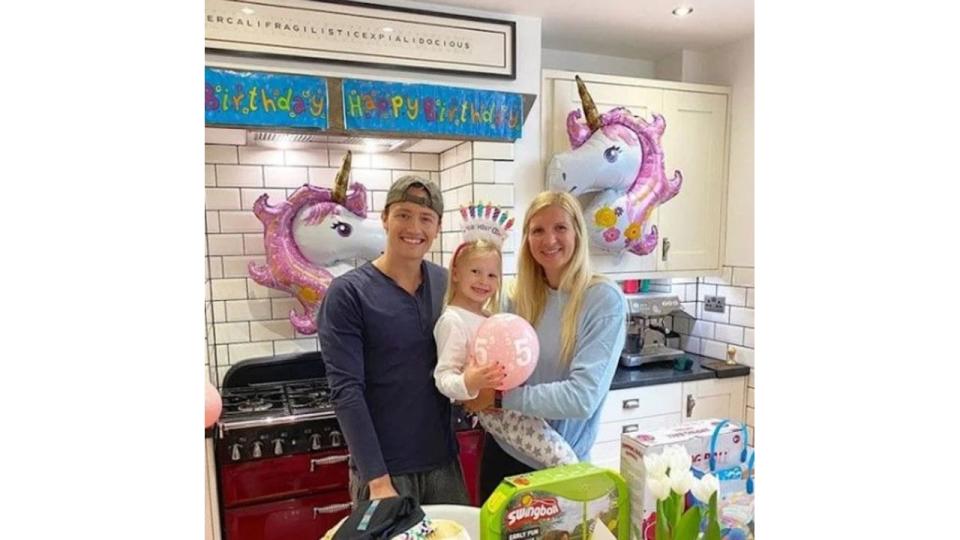 Rebecca Adlington with ex husband Harry Needs and daughter Summer