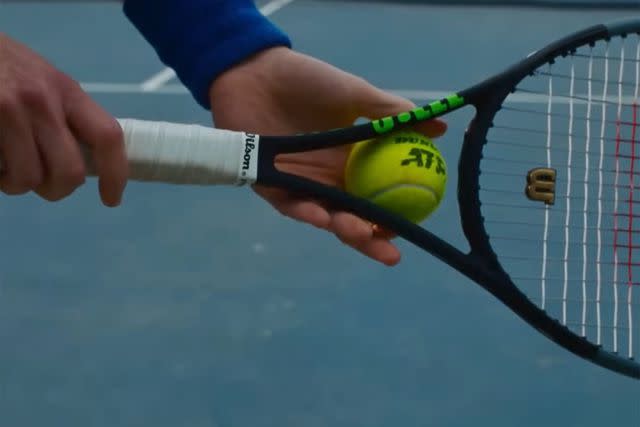 <p>MGM</p> A still of Patrick (Josh O'Connor) during the final match in "Challengers."