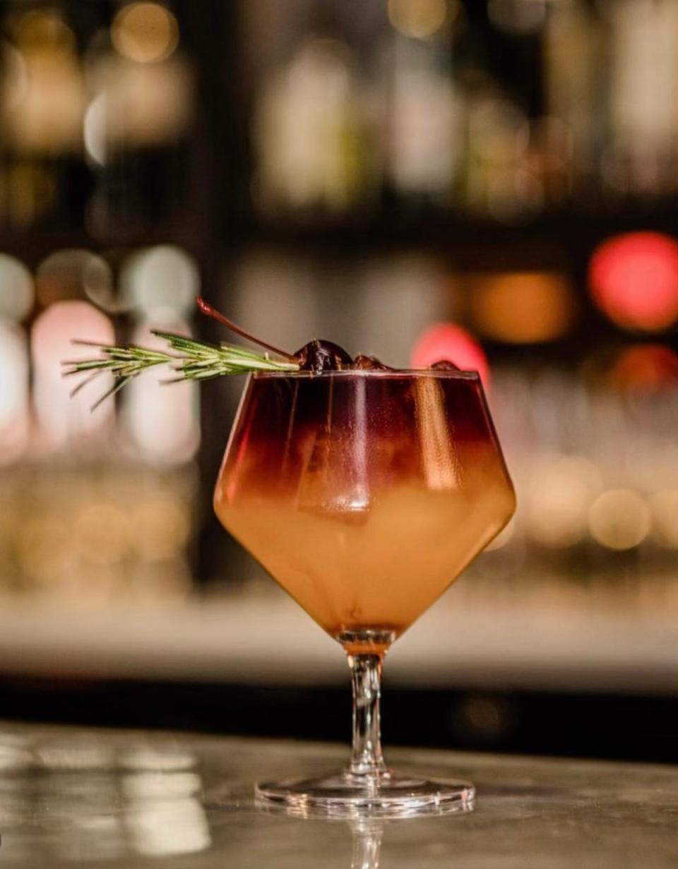 Boo-zy punch with spiced rum, apple juice, orange juice, smoked rosemary, a red wine float and cinnamon garnish from The Break and Low Dive in Asbury Park.