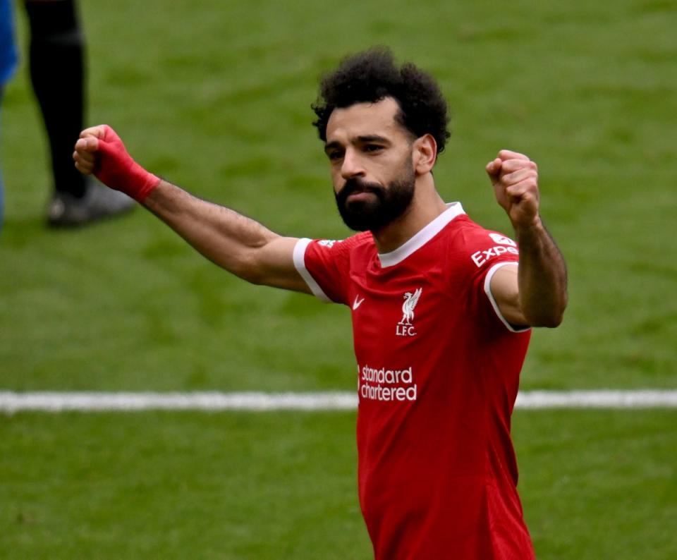 Decisive intervention: Mohamed Salah missed a string of chances against Brighton but was still on hand to deliver the winner (Liverpool FC via Getty Images)