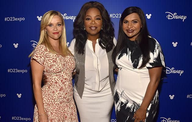 The star with Reese Witherspoon and Oprah Winfrey last week. Source: Getty