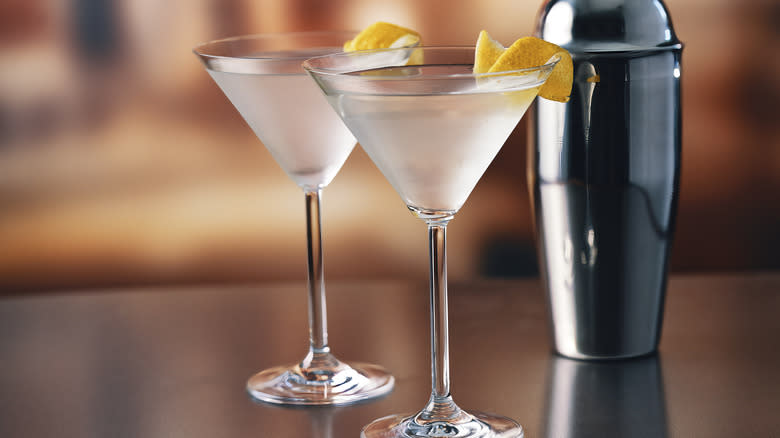 Martinis with twists by shaker
