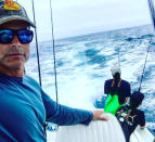 <p>Gone fishin’! The actor sported a Bass Pro Shops hat (and a little scruff) while on his ocean adventure: “Everyone needs their crew.” (Photo: <a rel="nofollow noopener" href="https://www.instagram.com/p/BU0eDvYBhDD/" target="_blank" data-ylk="slk:Rob Lowe via Instagram;elm:context_link;itc:0;sec:content-canvas" class="link ">Rob Lowe via Instagram</a>) </p>