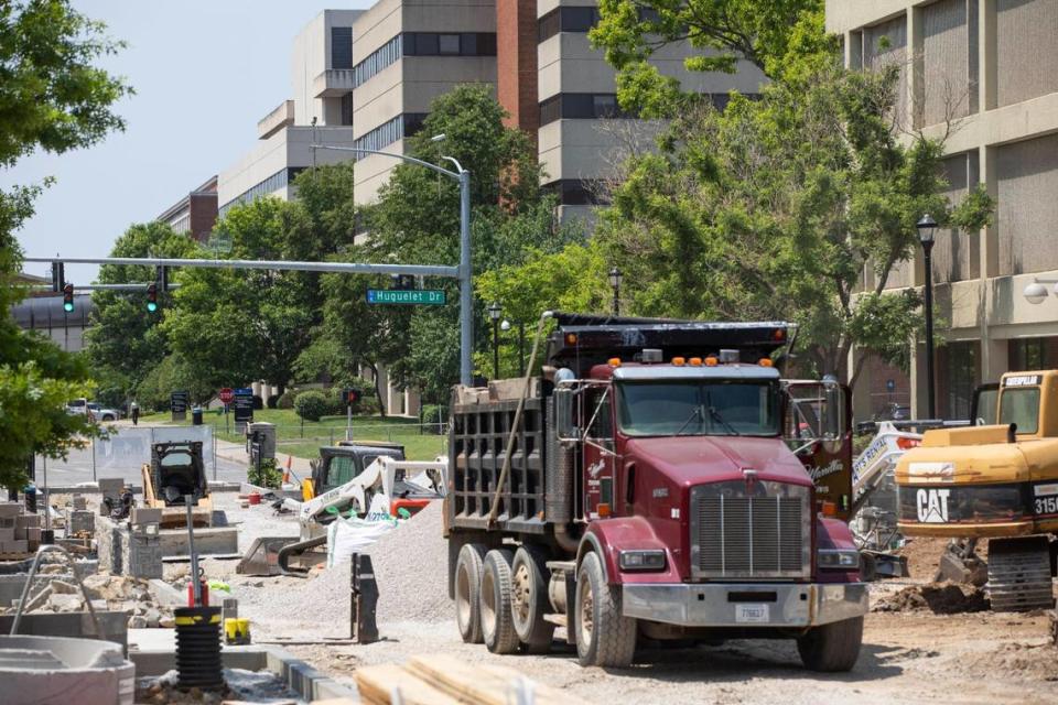 Construction around the campus of the University of Kentucky in Lexington, Ky., Friday, May 26, 2023.