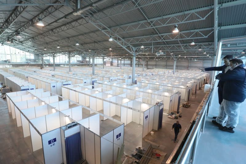 A view shows a pavilion of Lenexpo exhibition center turned into a temporary hospital amid the coronavirus disease outbreak in Saint Petersburg