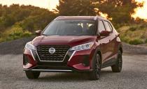 <p>The <a href="https://www.caranddriver.com/nissan/kicks" rel="nofollow noopener" target="_blank" data-ylk="slk:Kicks;elm:context_link;itc:0;sec:content-canvas" class="link ">Kicks</a> is another model here wearing new shoes for 2021. Nissan's smallest crossover, and the second-cheapest option on the list, can carry 19 carry-ons, but has more cargo space behind the rear seats than Outlander Sport, Niro, Crosstrek, and Trax. Front passengers benefit from large door pockets and a big glovebox. </p><ul><li>Base price: $20,650</li><li>Carry-on capacity, rear seats folded: 19 suitcases</li><li>Cargo volume, rear seats folded: 32 cubic feet<br></li><li>Cargo volume, behind rearmost row of seats: 25 cubic feet<br></li></ul><p><a class="link " href="https://www.caranddriver.com/nissan/kicks/specs" rel="nofollow noopener" target="_blank" data-ylk="slk:MORE KICKS SPECS;elm:context_link;itc:0;sec:content-canvas">MORE KICKS SPECS </a></p>