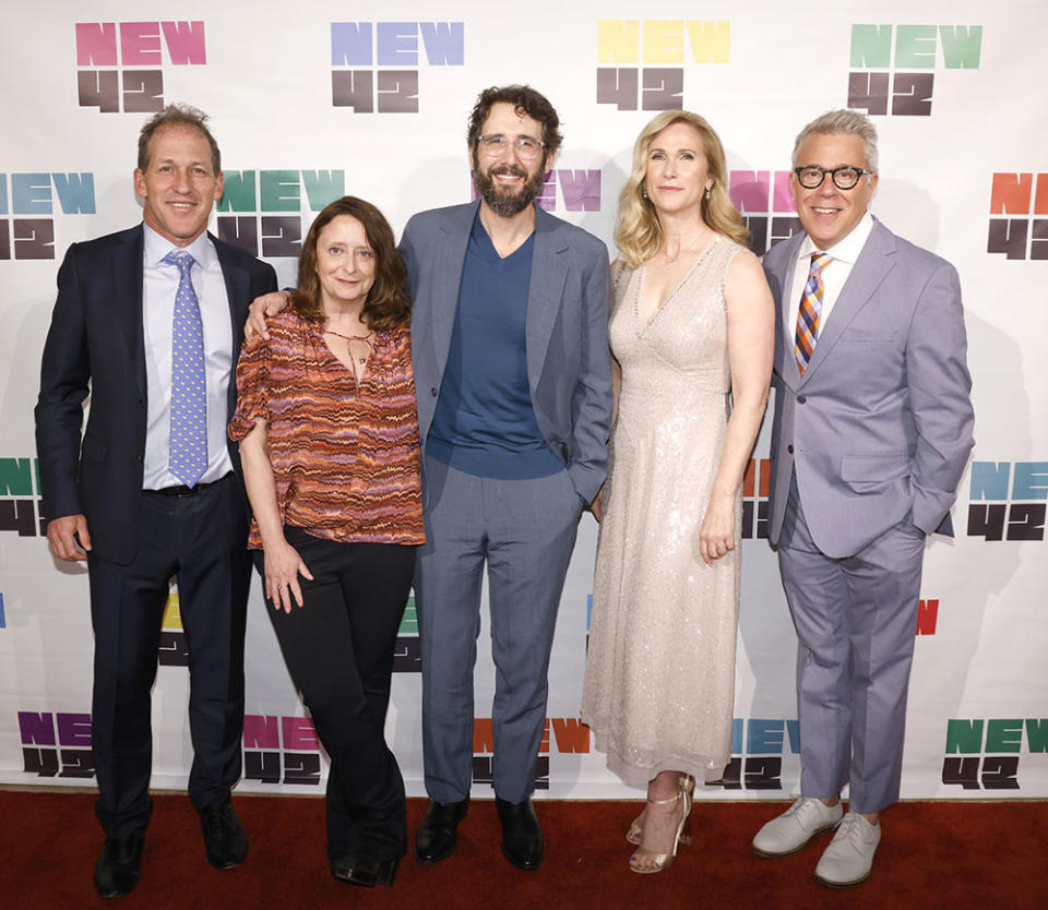 Honoree Steve Youngwood, CEO of Sesame Street Workshop, Rachel Dratch, honoree Josh Groban, Fiona Howe Rudin, New 42 Chairman of the Board, and Russell Granet, President and CEO of New 42 celebrate at the New 42 “We Are Family” Gala, at The Plaza Hotel on June 05, 2023 in New York City.