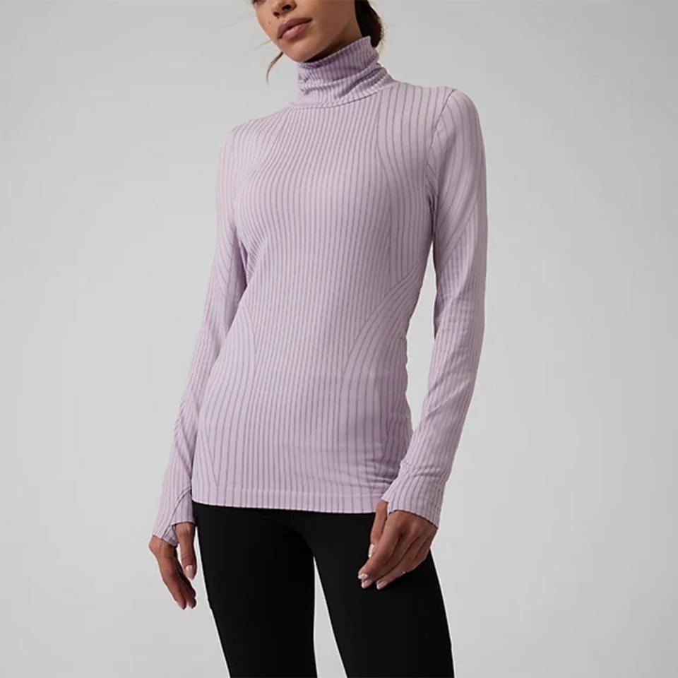 Athleta Flurry Endeavor Turtleneck in Shasta Purple and Grey