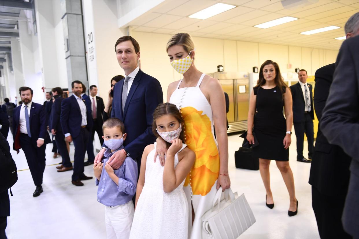 Ivanka Trump, President Donald Trump's daughter and adviser, arrives for a SpaceX launch in Florida with her husband Jared Kushner and their children: AFP via Getty Images
