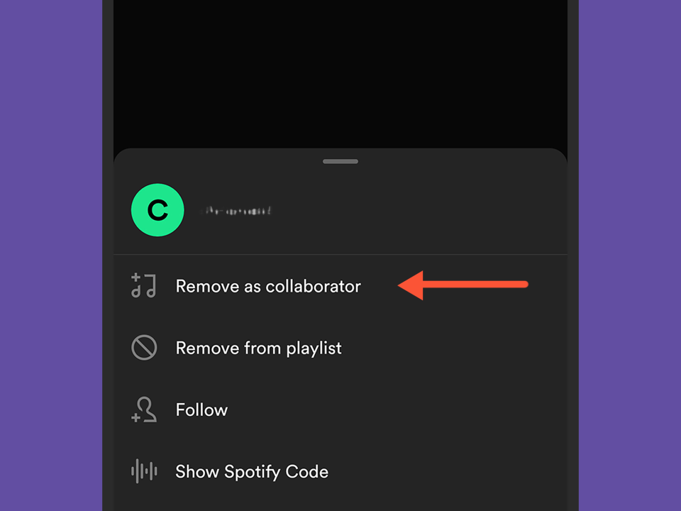 Screen showing the collaborator settings on a Spotify playlist, including how to remove collaborators. 