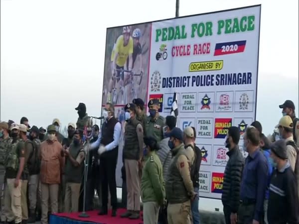 Visuals from 'Pedal for Peace' cycle race in Srinagar. (Photo/ANI)